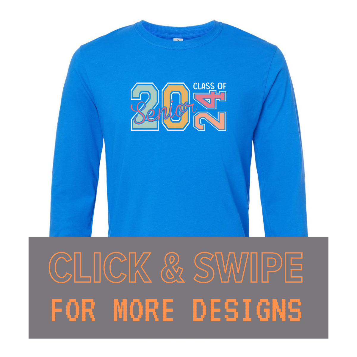 ADULT Unisex Long Sleeve T-Shirt GRADUATION SENIOR 2024 Custom Design