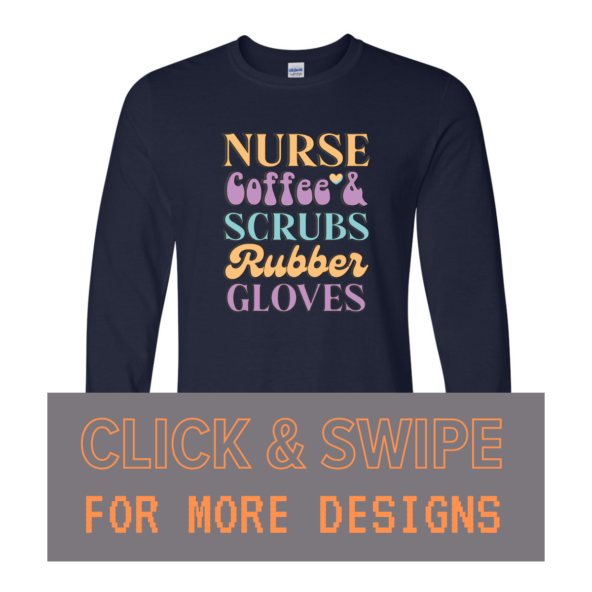 ADULT Unisex Long Sleeve T-Shirt NURSE Custom Design