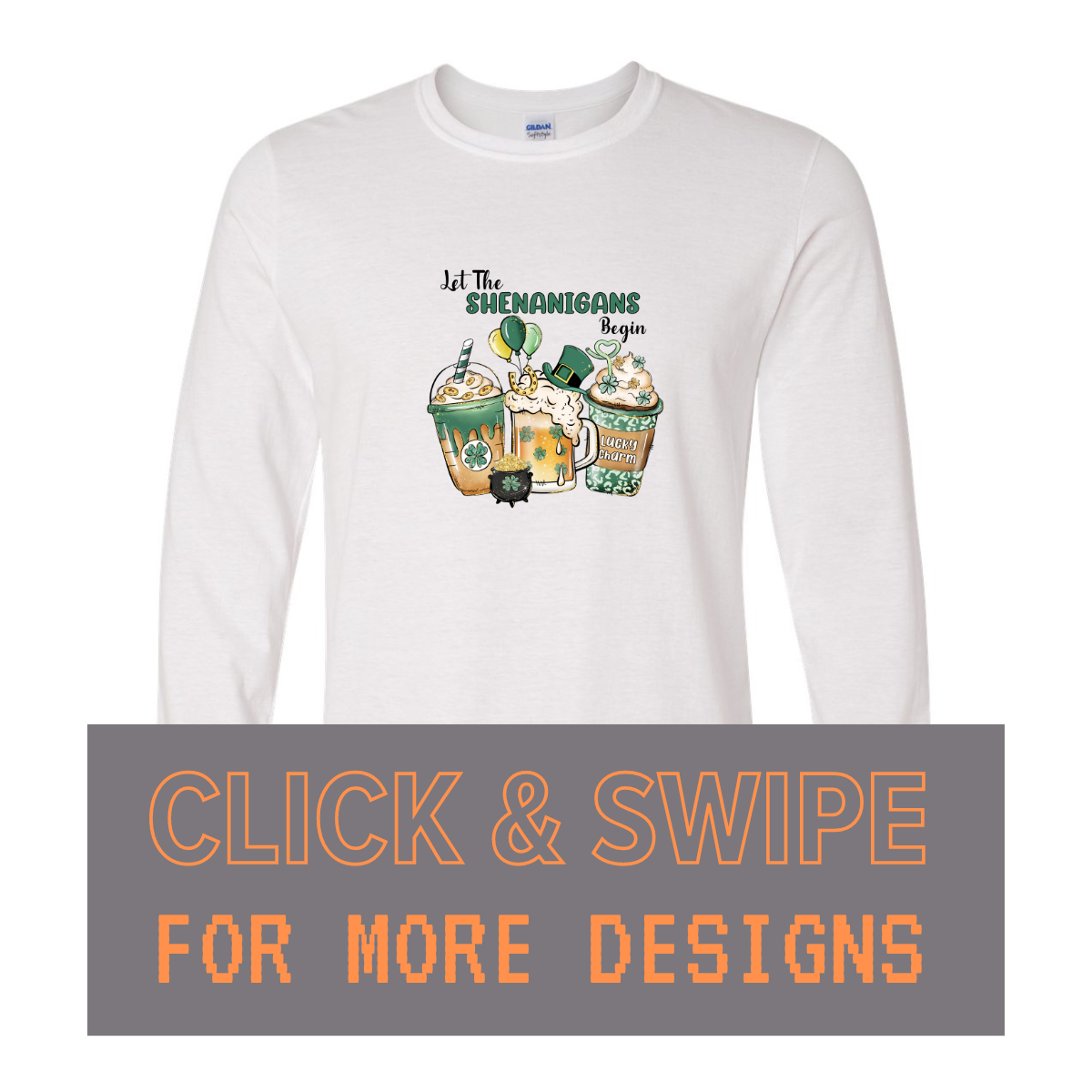 ADULT Unisex Long Sleeve T-Shirt ST PATRICKS DAY Custom Design