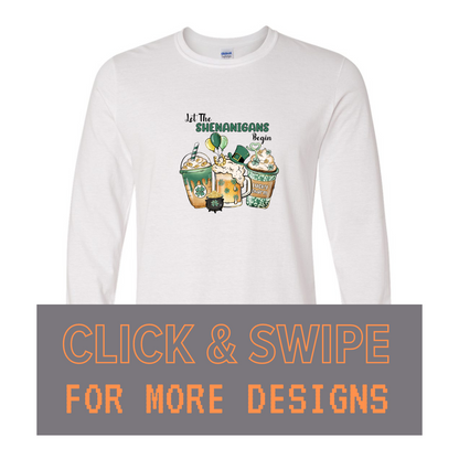 ADULT Unisex Long Sleeve T-Shirt ST PATRICKS DAY Custom Design