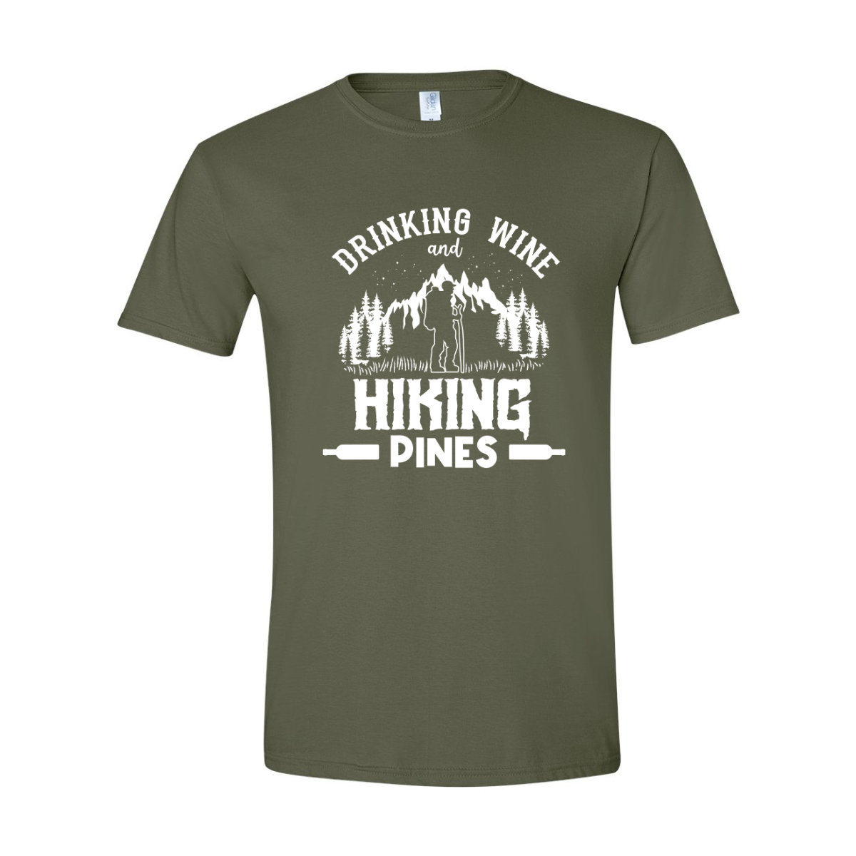 ADULT Unisex T-Shirt CAMA012 DRINKING WINE AND HIKING PINES