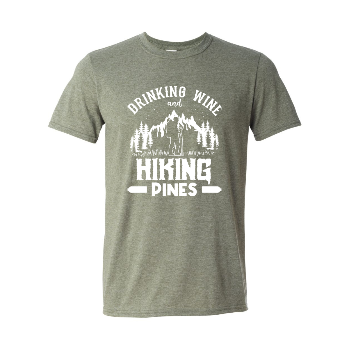 ADULT Unisex T-Shirt CAMA012 DRINKING WINE AND HIKING PINES