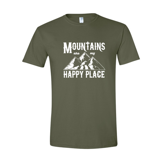 ADULT Unisex T-Shirt CAMA031 MOUNTAINS ARE MY HAPPY PLACE