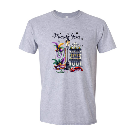 ADULT Unisex T-Shirt MGRA001 BOURBON STREET MARDI GRAS