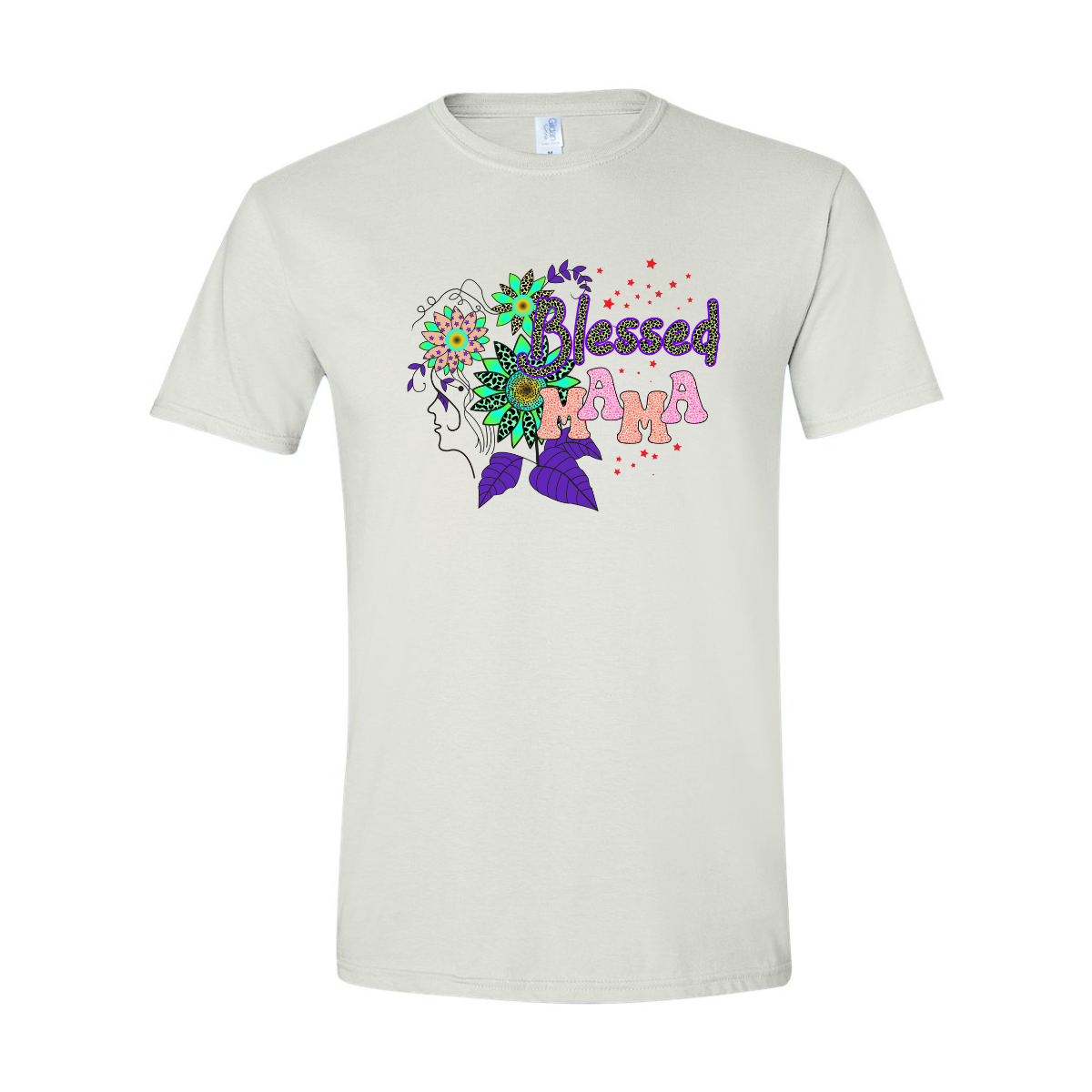 ADULT Unisex T-Shirt MOMB003 BLESSED MAMA FLOWERS