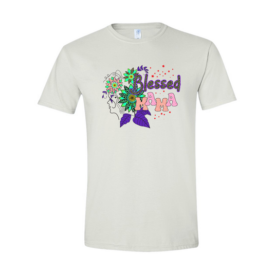 ADULT Unisex T-Shirt MOMB003 BLESSED MAMA FLOWERS