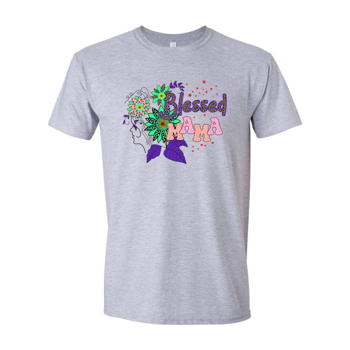 ADULT Unisex T-Shirt MOMB003 BLESSED MAMA FLOWERS