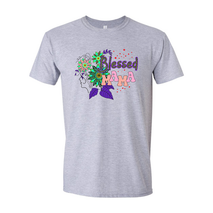 ADULT Unisex T-Shirt MOMB003 BLESSED MAMA FLOWERS