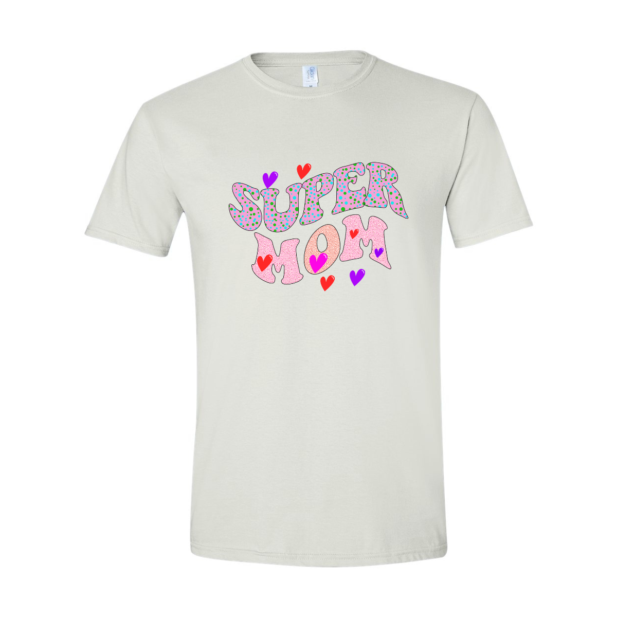 ADULT Unisex T-Shirt MOMB013 SUPER MOM HEARTS