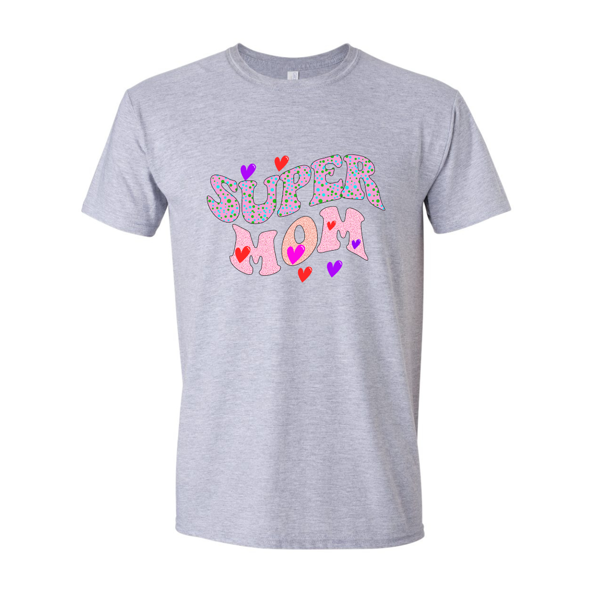 ADULT Unisex T-Shirt MOMB013 SUPER MOM HEARTS