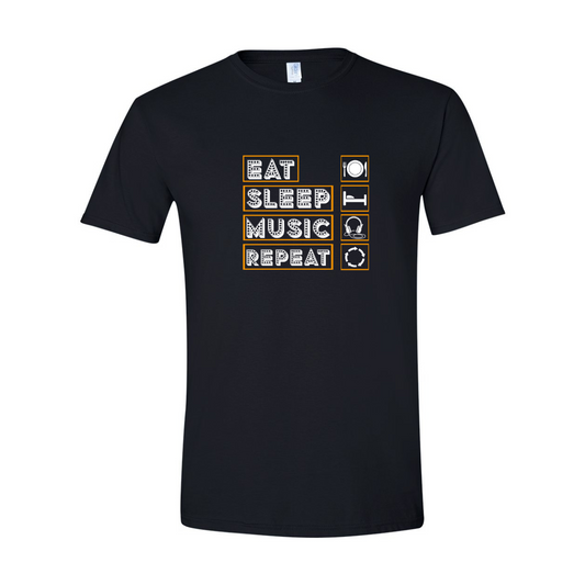 ADULT Unisex T-Shirt MUSA008 EAT SLEEP MUSIC REPEAT