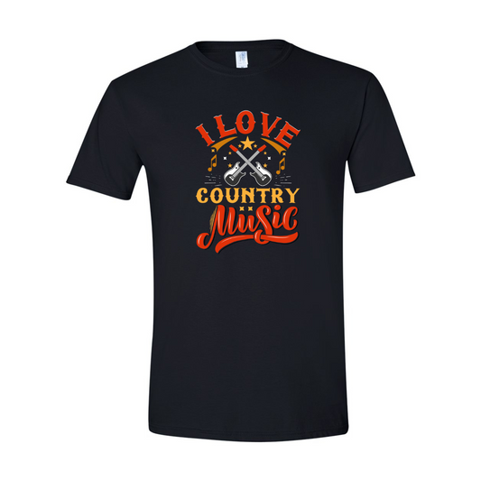 ADULT Unisex T-Shirt MUSA015 I LOVE COUNTRY MUSIC