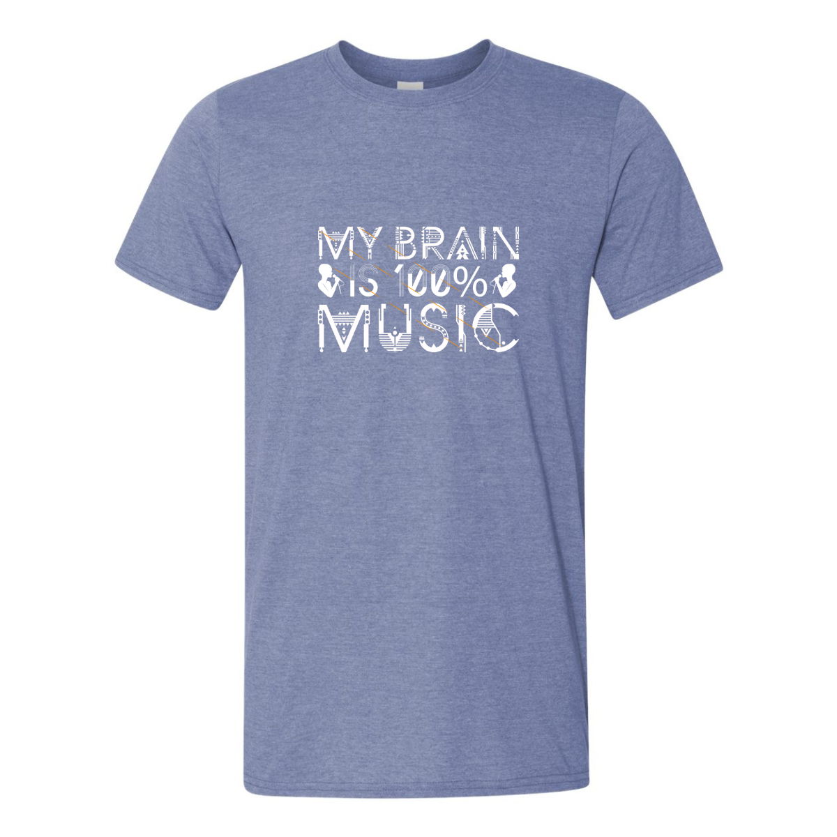 ADULT Unisex T-Shirt MUSA049 MY BRAIN IS 100% MUSIC