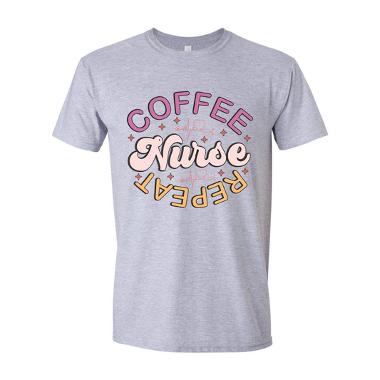 ADULT Unisex T-Shirt NURA002 COFFEE NURSE REPEAT