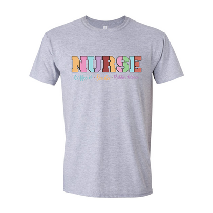 ADULT Unisex T-Shirt NURA007 NURSE COFFEE SCRUBS HORIZONTAL