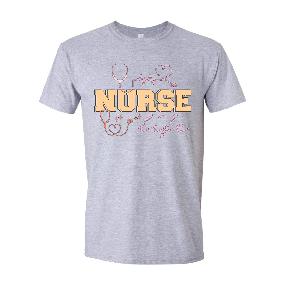 ADULT Unisex T-Shirt NURA009 NURSE LIFE HEARTBEAT