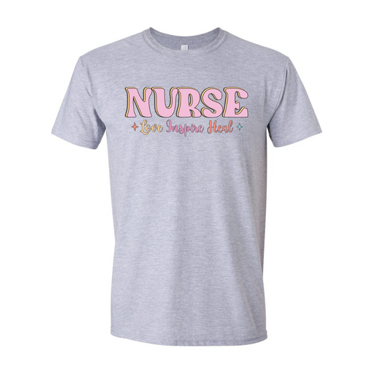 ADULT Unisex T-Shirt NURA011 NURSE LOVE INSPIRE HEAL HORIZONTAL