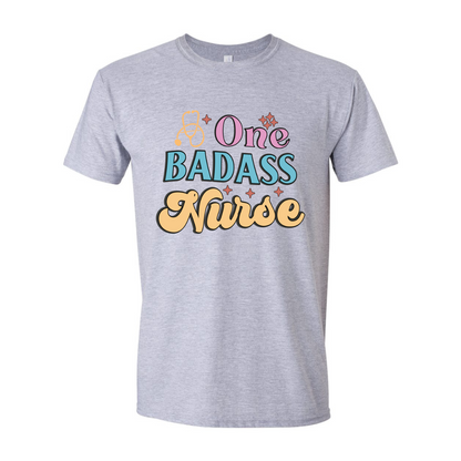 ADULT Unisex T-Shirt NURA015 ONE BADASS NURSE STARS