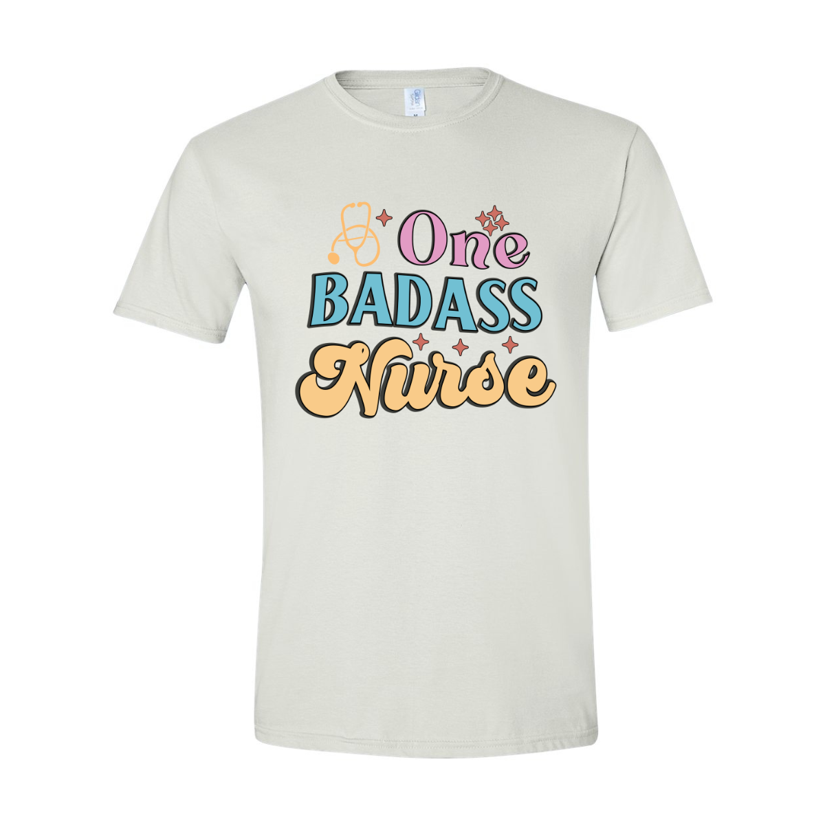 ADULT Unisex T-Shirt NURA015 ONE BADASS NURSE STARS