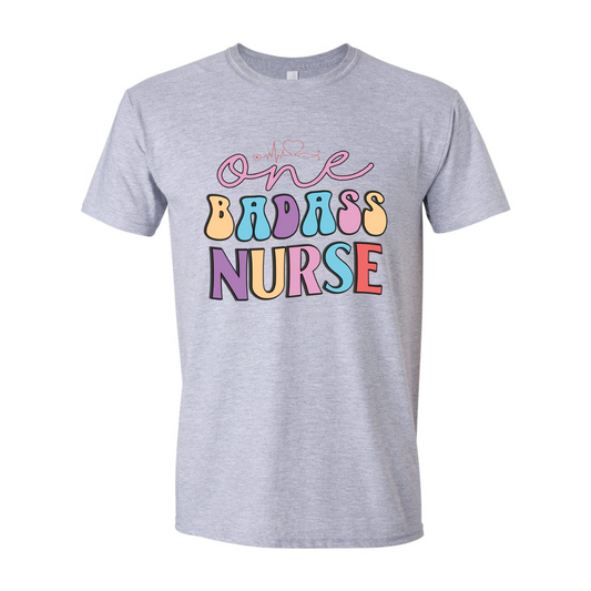 ADULT Unisex T-Shirt NURA016 ONE BADASS NURSE HEARTBEAT