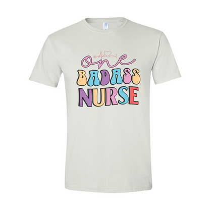 ADULT Unisex T-Shirt NURA016 ONE BADASS NURSE HEARTBEAT