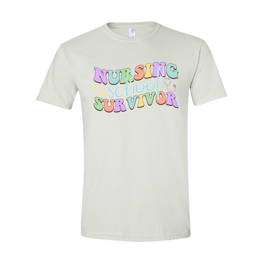 ADULT Unisex T-Shirt NURB017 NURSING SCHOOL SURVIVOR