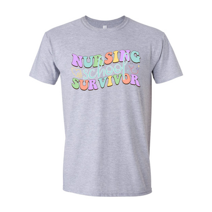 ADULT Unisex T-Shirt NURB017 NURSING SCHOOL SURVIVOR