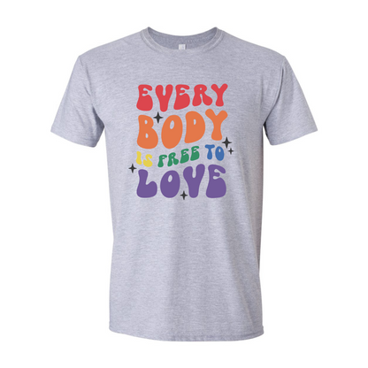 ADULT Unisex T-Shirt PMAB003 EVERYBODY IS FREE TO LOVE