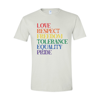 ADULT Unisex T-Shirt PMAB010 LOVE RESPECT FREEDOM