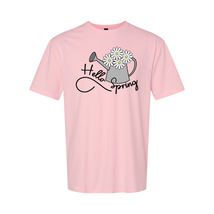 ADULT Unisex T-Shirt SPRB008 HELLO SPRING WATERING CAN