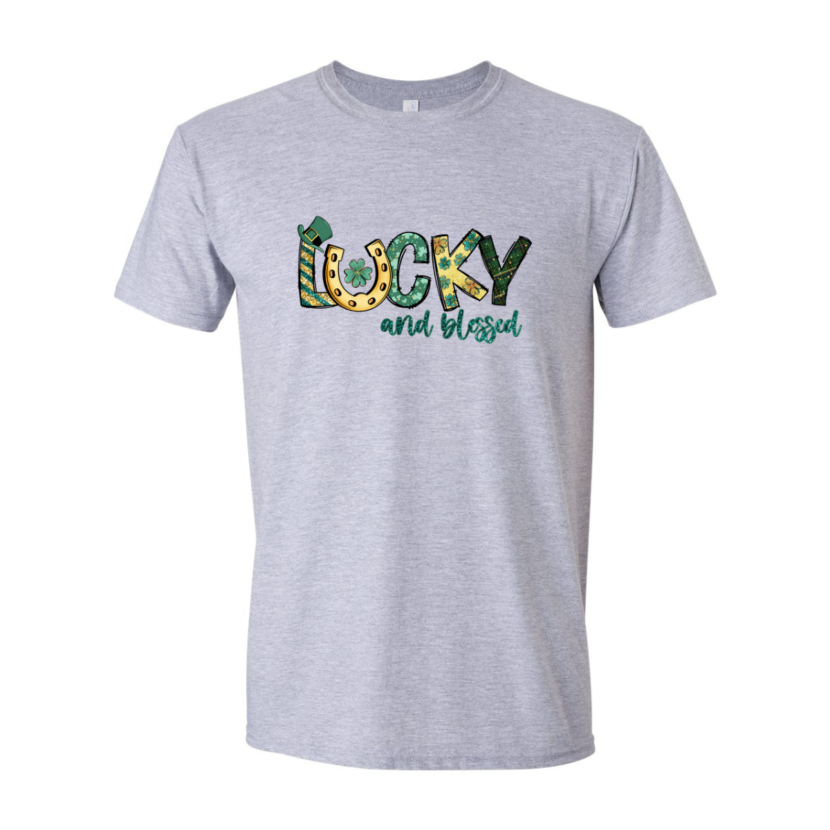 ADULT Unisex T-Shirt SPDA015 LUCKY AND BLESSED