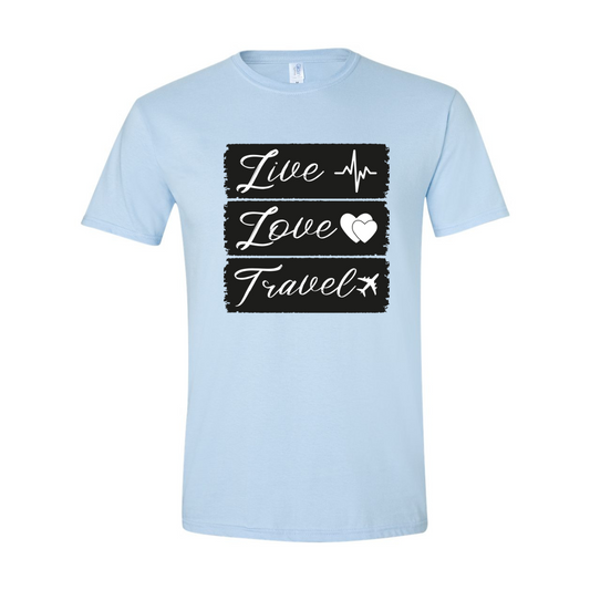 ADULT Unisex T-Shirt TRAA003 LIVE LOVE TRAVEL