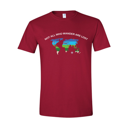 ADULT Unisex T-Shirt TRAB015 NOT ALL WHO WANDER ARE LOST MAP