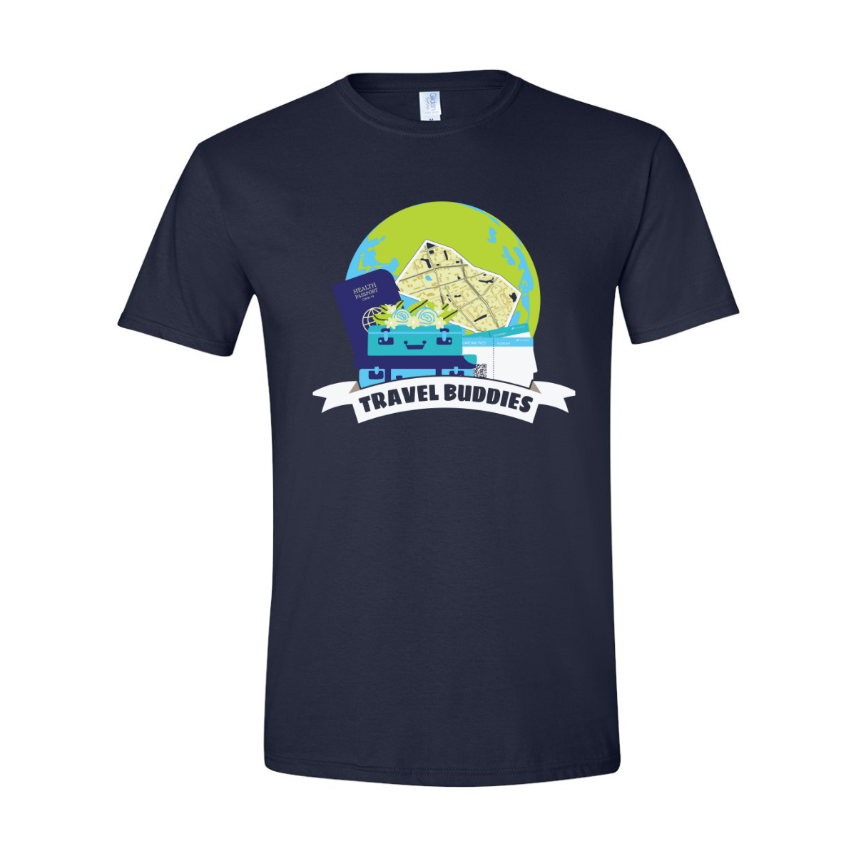 ADULT Unisex T-Shirt TRAB020 TRAVEL BUDDIES GLOBE