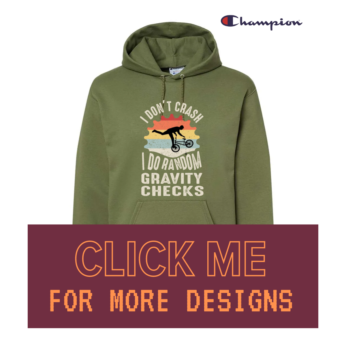 CHAMPION Men's Powerblend® Hoodie BIKING Custom Design