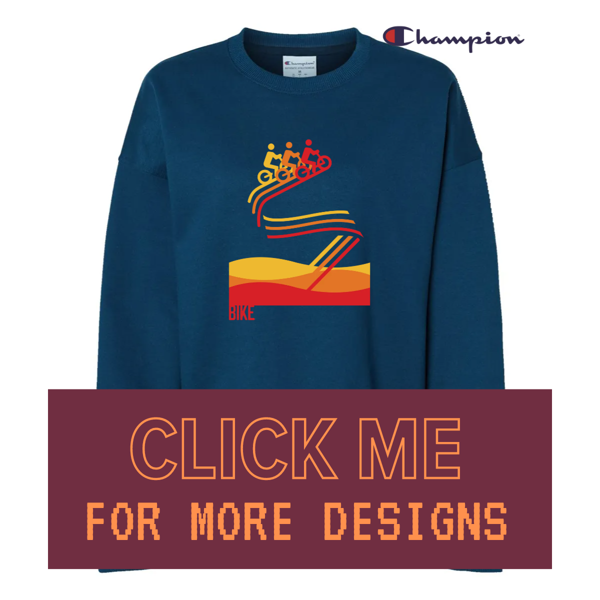 CHAMPION Women's Powerblend® Crewneck Sweatshirt BIKING Custom Design