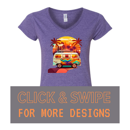 WOMEN'S V-Neck T-Shirt CAMPER Custom Design