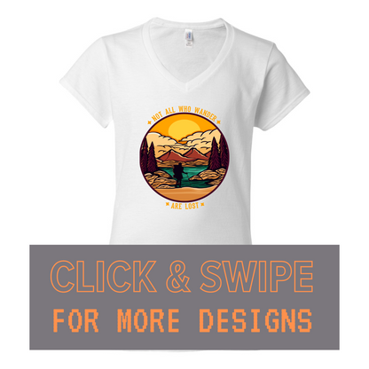 WOMEN'S V-Neck T-Shirt CAMPING & OUTDOORS Custom Design