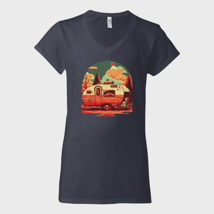 WOMEN'S V-Neck T-Shirt CAMPER Custom Design