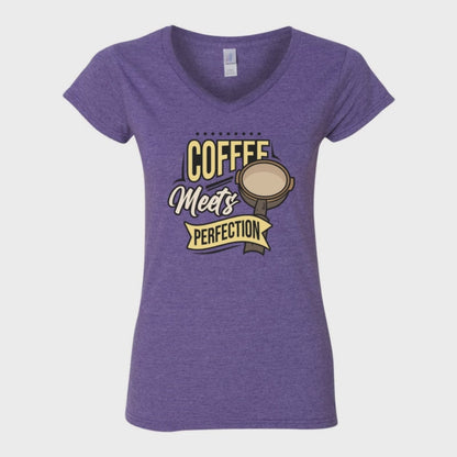 WOMEN'S V-Neck T-Shirt COFFEE Custom Design